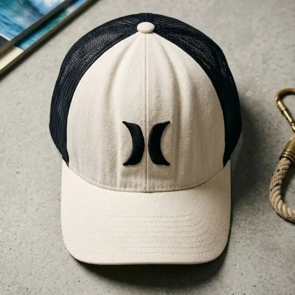Hurley Trucker Hat Black White Snapback Yupoong Classics Mesh Surfcore Skater